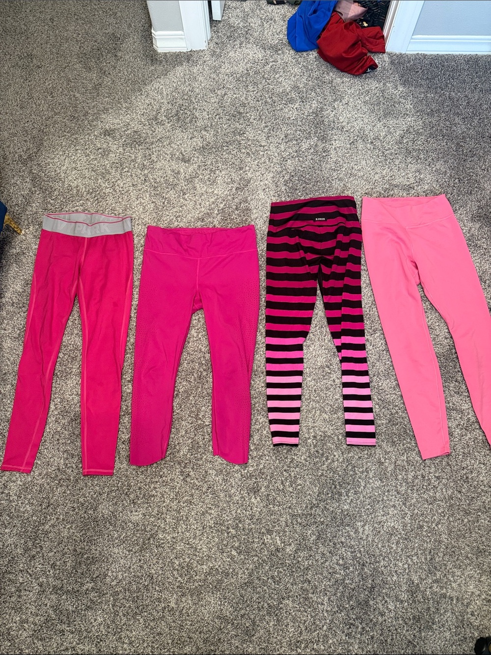 Nike women’s Pink & Black Striped Active Leggings Lot